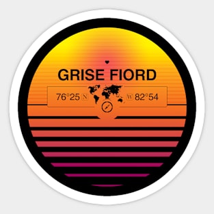 Grise Fiord, Nunavut Retro Sunset Sticker